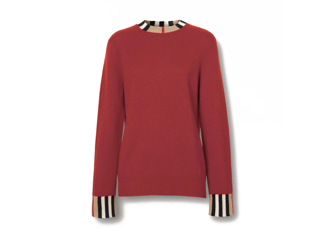 Burberry Icon Stripe Trim Cashmere Sweater Bright Red