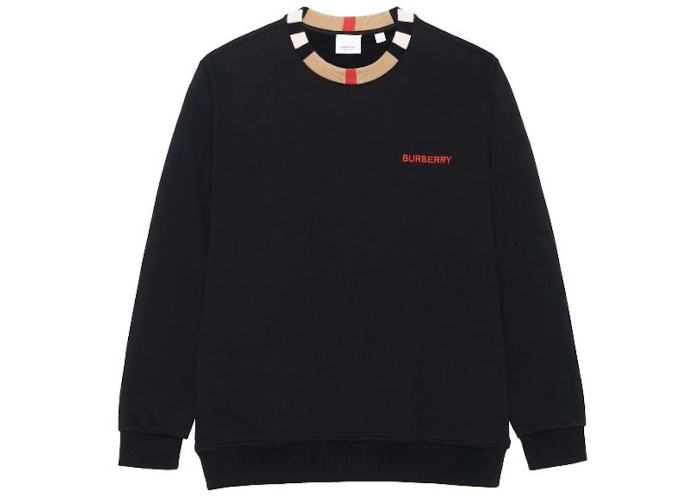 Burberry Icon Stripe Trim Cotton Sweatshirt Black