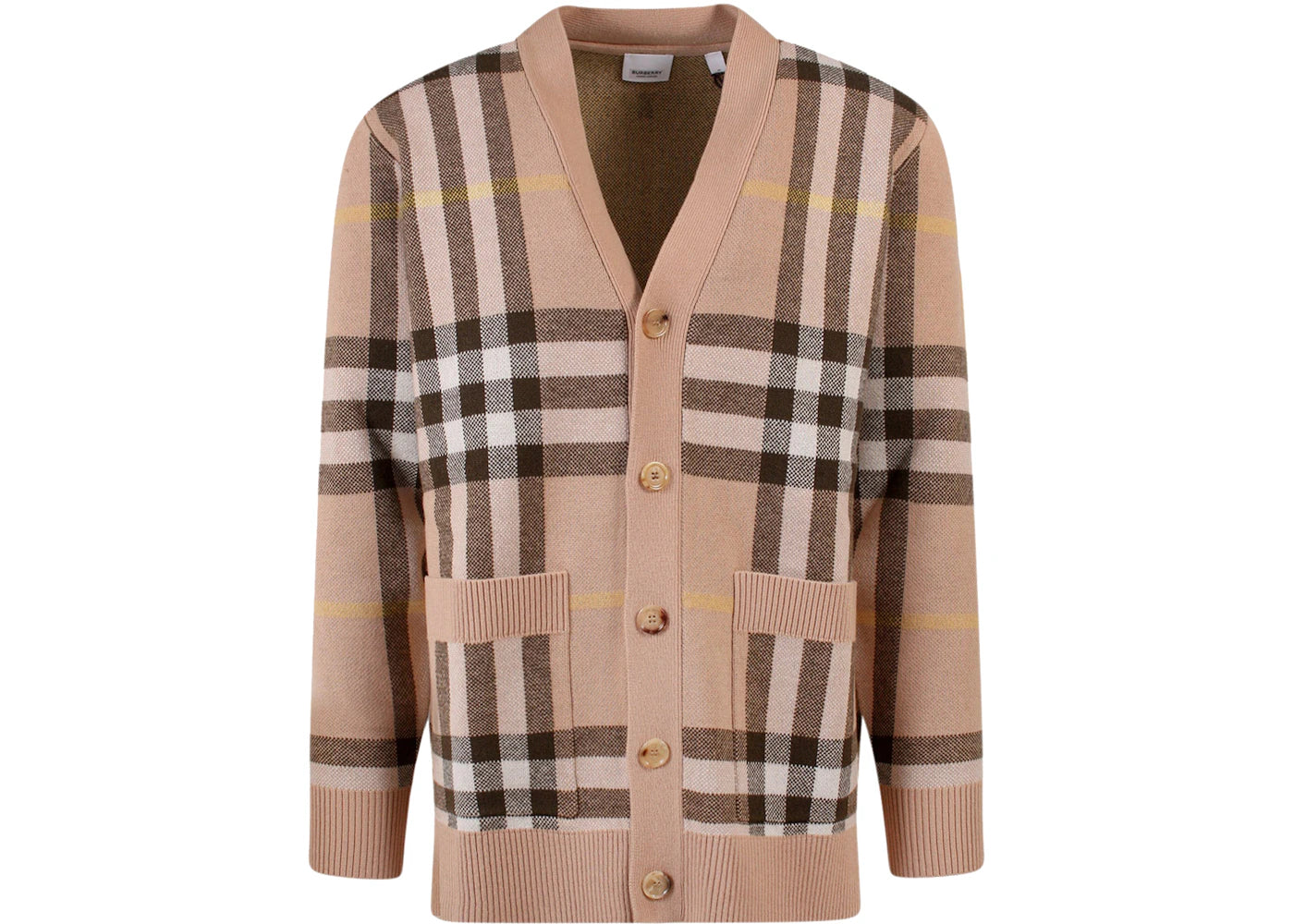 Burberry Iconic Check Motif Cashmere Cardigan Beige