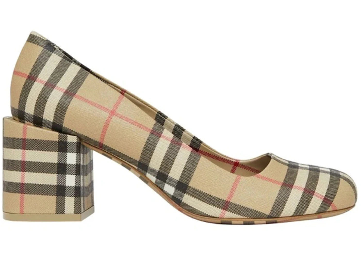 Burberry Joy Vintage Check Block Heel Pumps Beige (Women's)