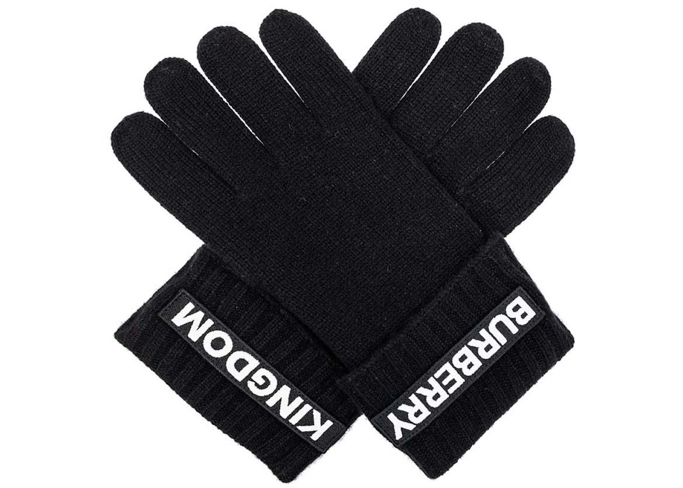 Burberry Kingdom Logo Cashmere Gloves Black