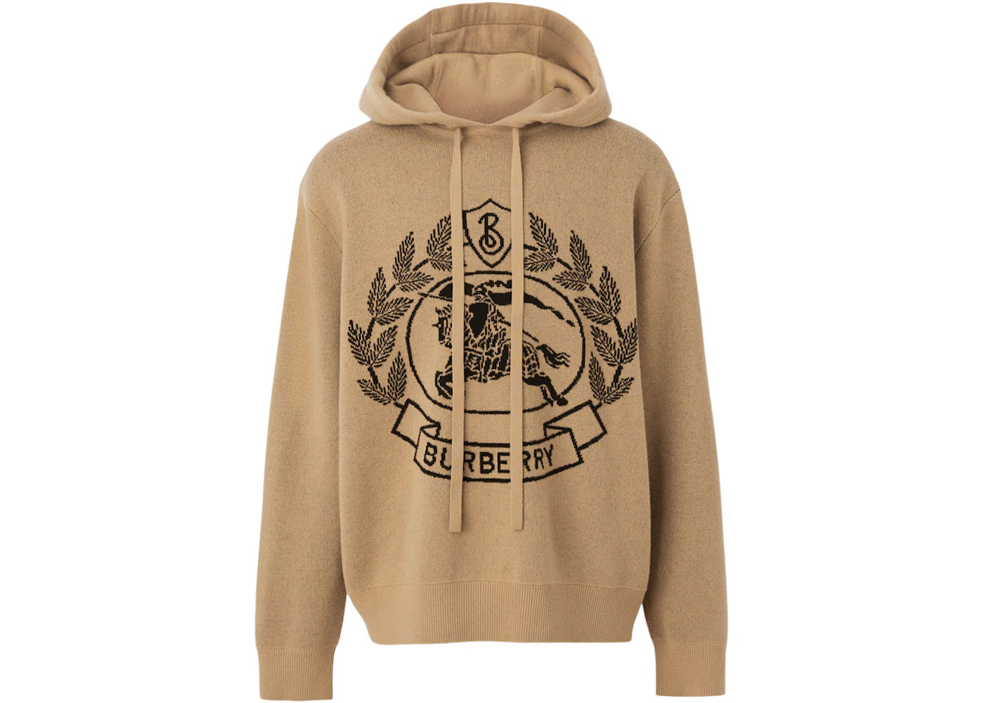 Burberry Knight Logo Knit Hoodie Beige