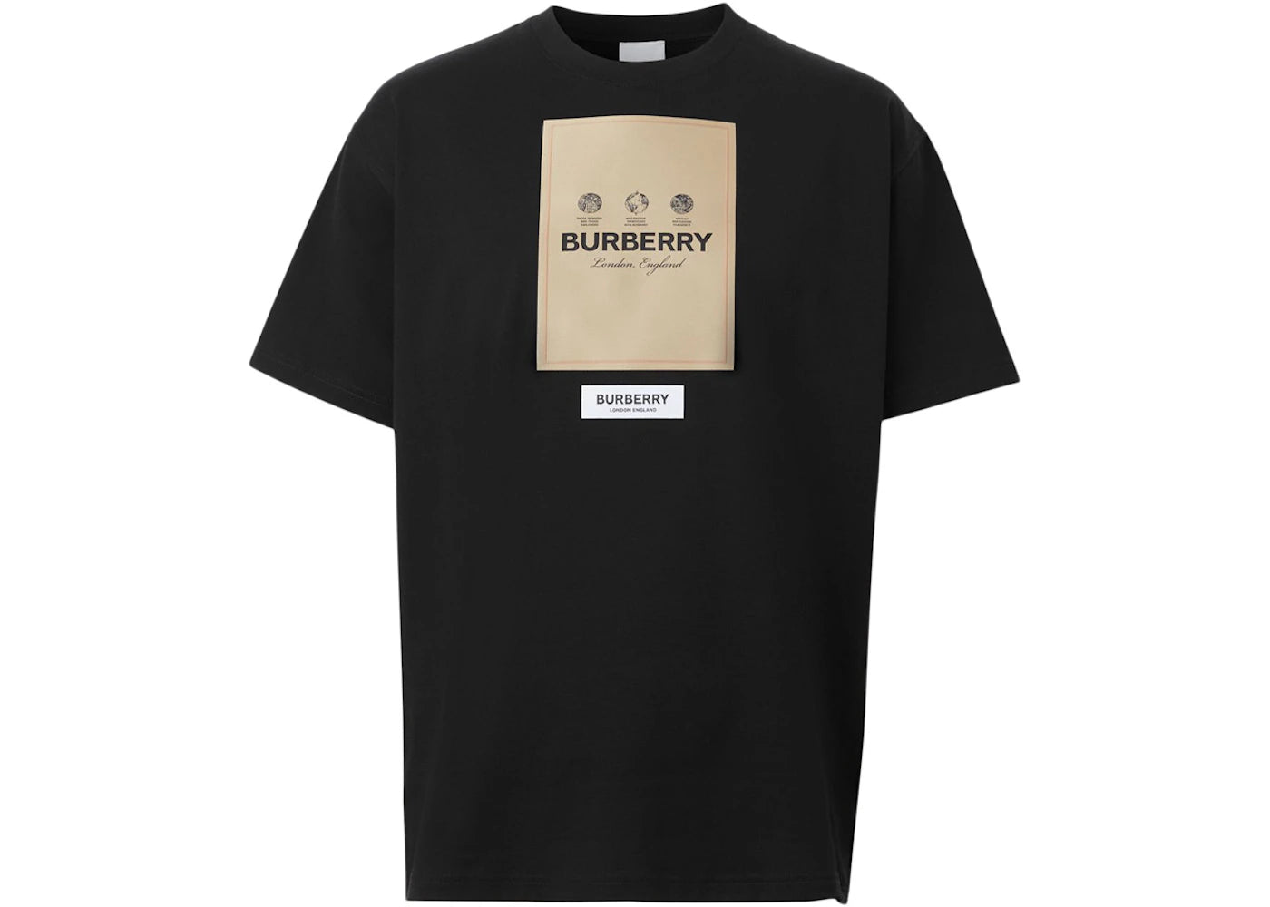 Burberry Label Applique Cotton Oversized T-Shirt Black