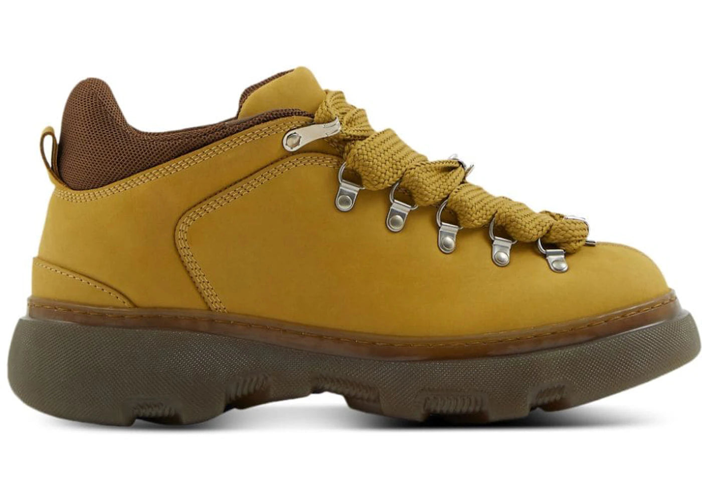 Burberry Lace Up Leather Ankle Boot Mustard Yellow