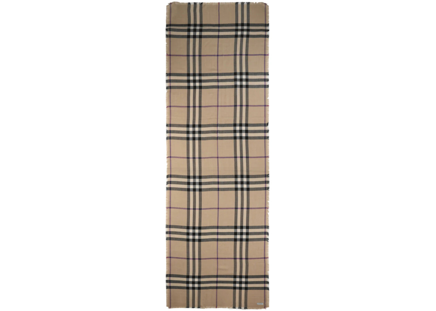 Burberry Large Check Gauze Scarf Sand Lichen