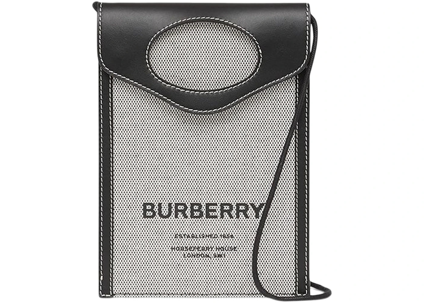 Burberry Leather And Canvas Phone Pouch Black/Gray