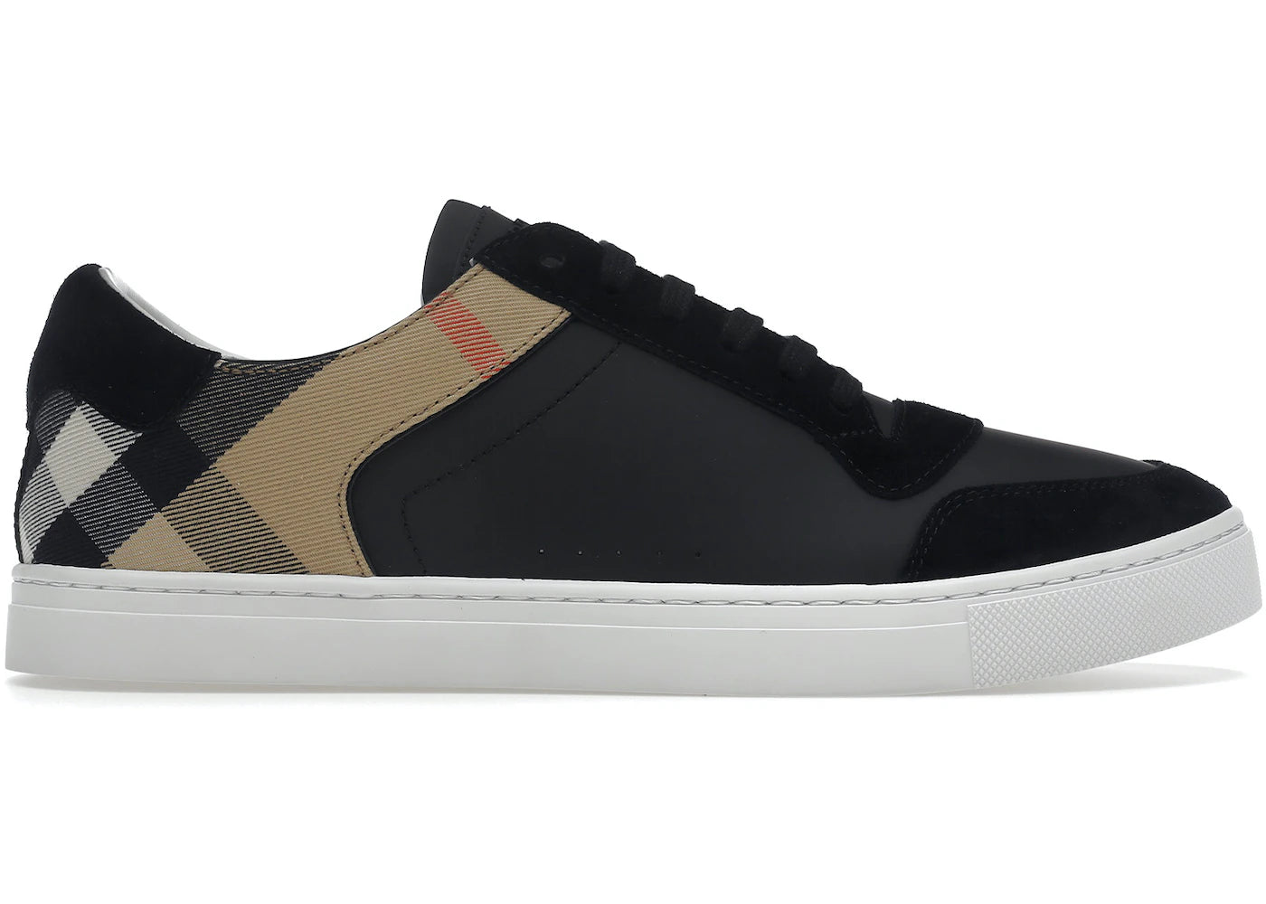 Burberry Leather Suede and House Check Sneakers Black Archive Beige White