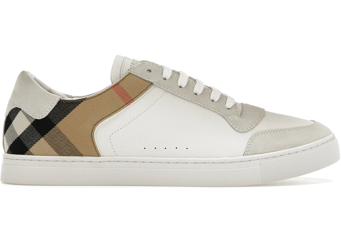 Burberry Leather Suede and House Check Sneakers Optic White