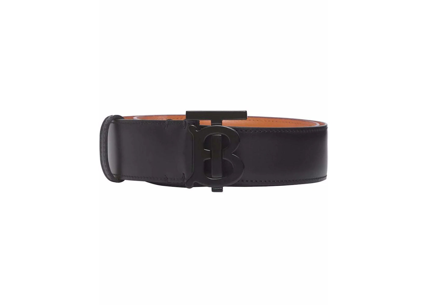 Burberry Leather TB Monogram Buckle Belt Black/Orange