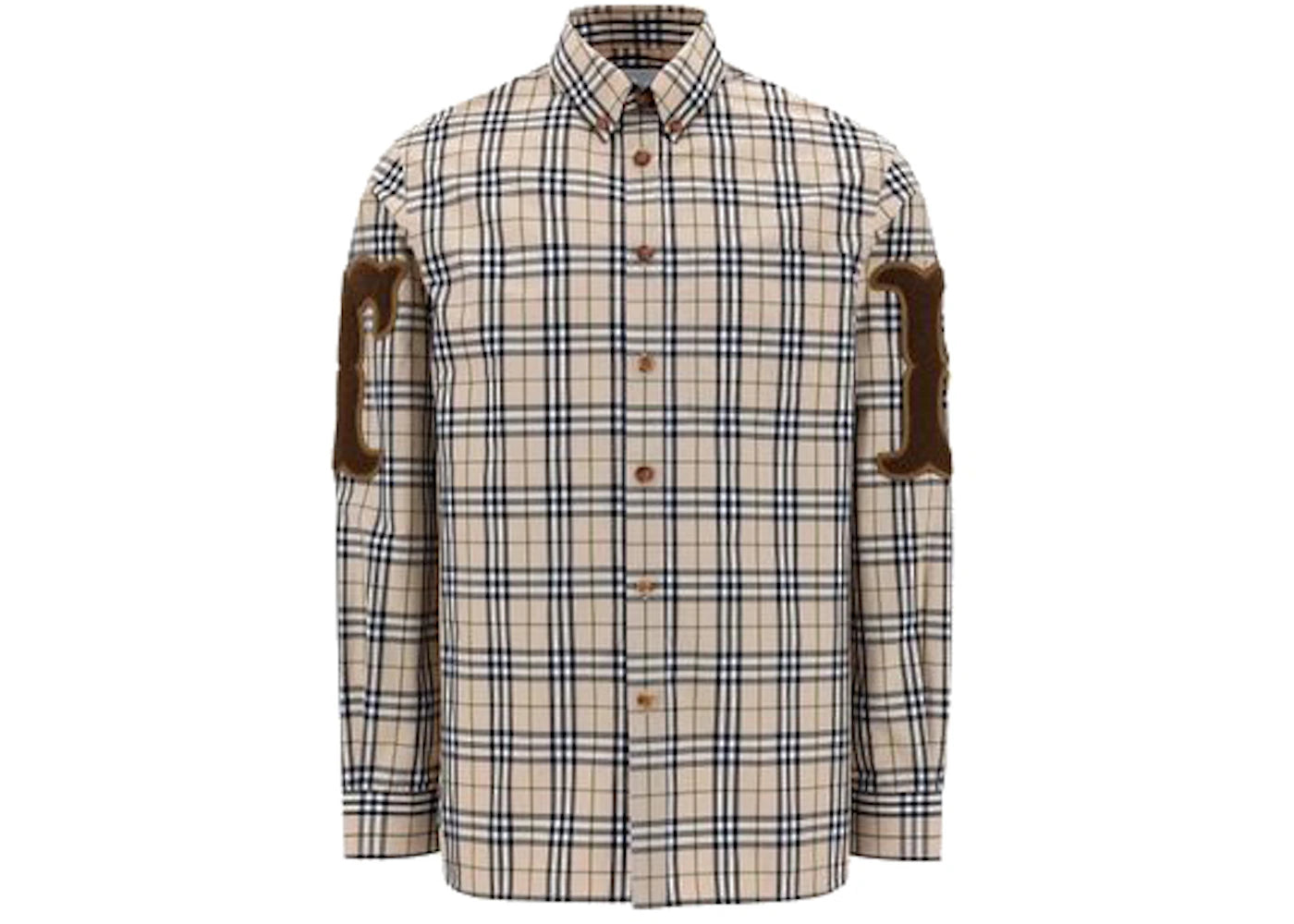 Burberry Letter Graphic Check Print Shirt Soft Fawn