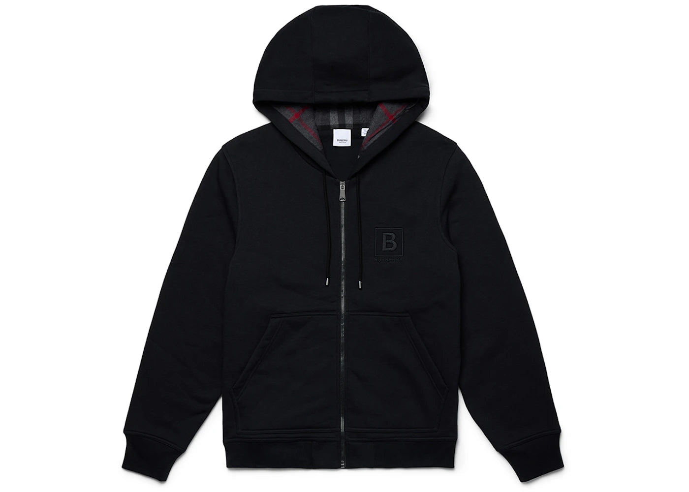 Burberry Letter Graphic Cotton Blend Zip Hoodie Black