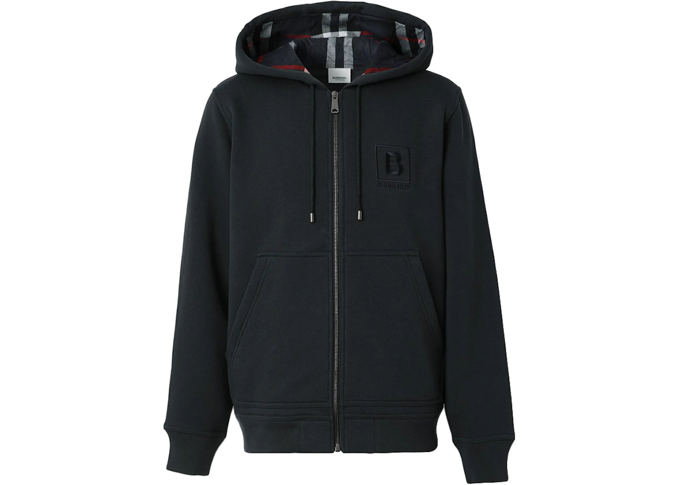 Burberry Letter Graphic Cotton Blend Zip Hoodie Navy