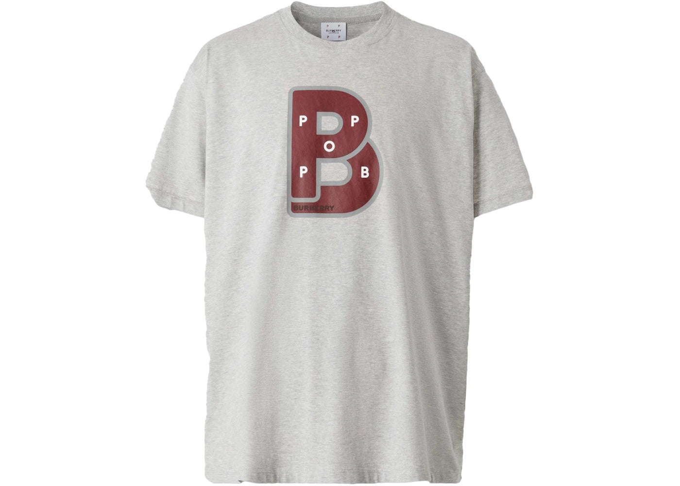 Burberry Letter Graphic Cotton T-shirt Pale Grey Melange