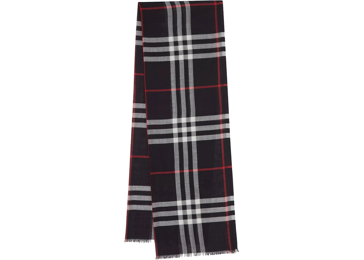 Burberry Lightweight Check Wool Scarf Navy