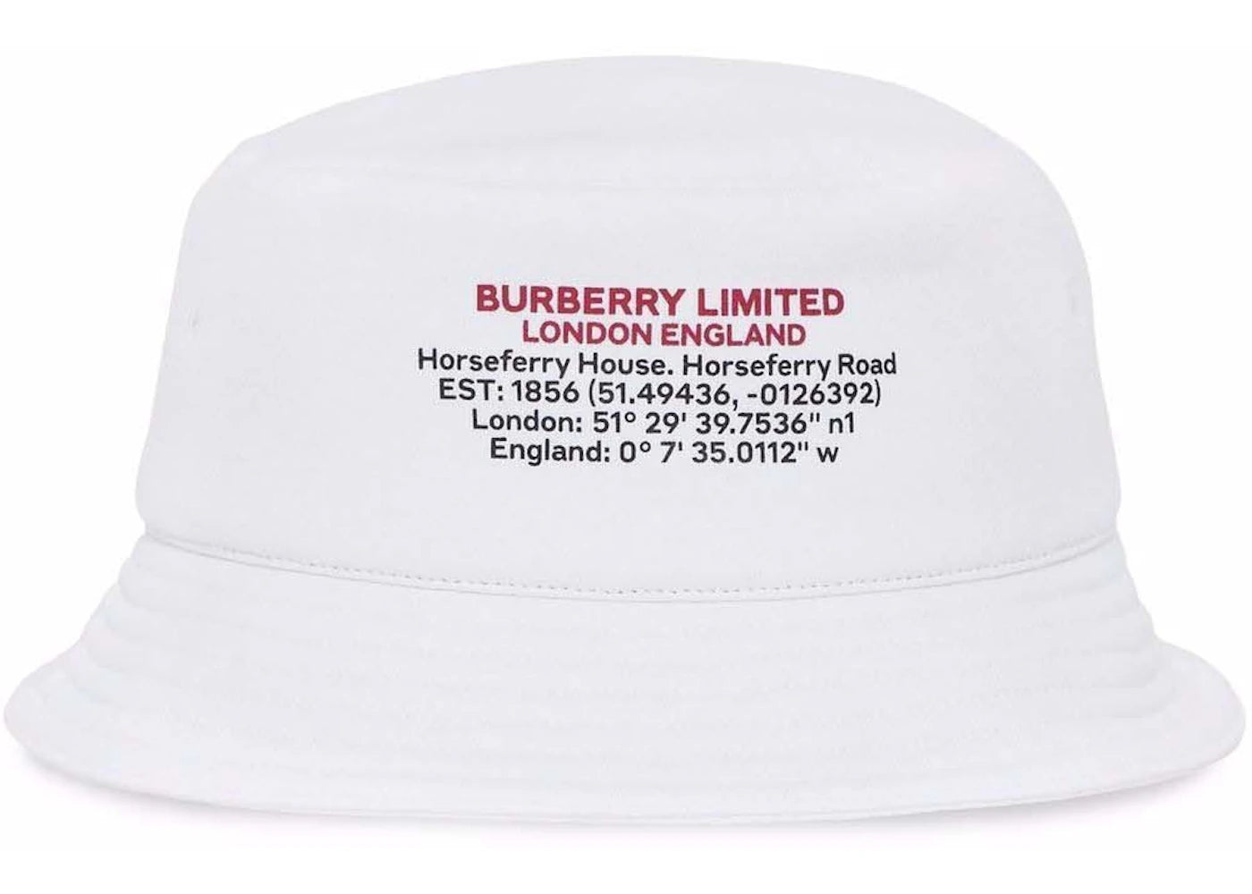 Burberry Location Print Cotton Bucket Hat White