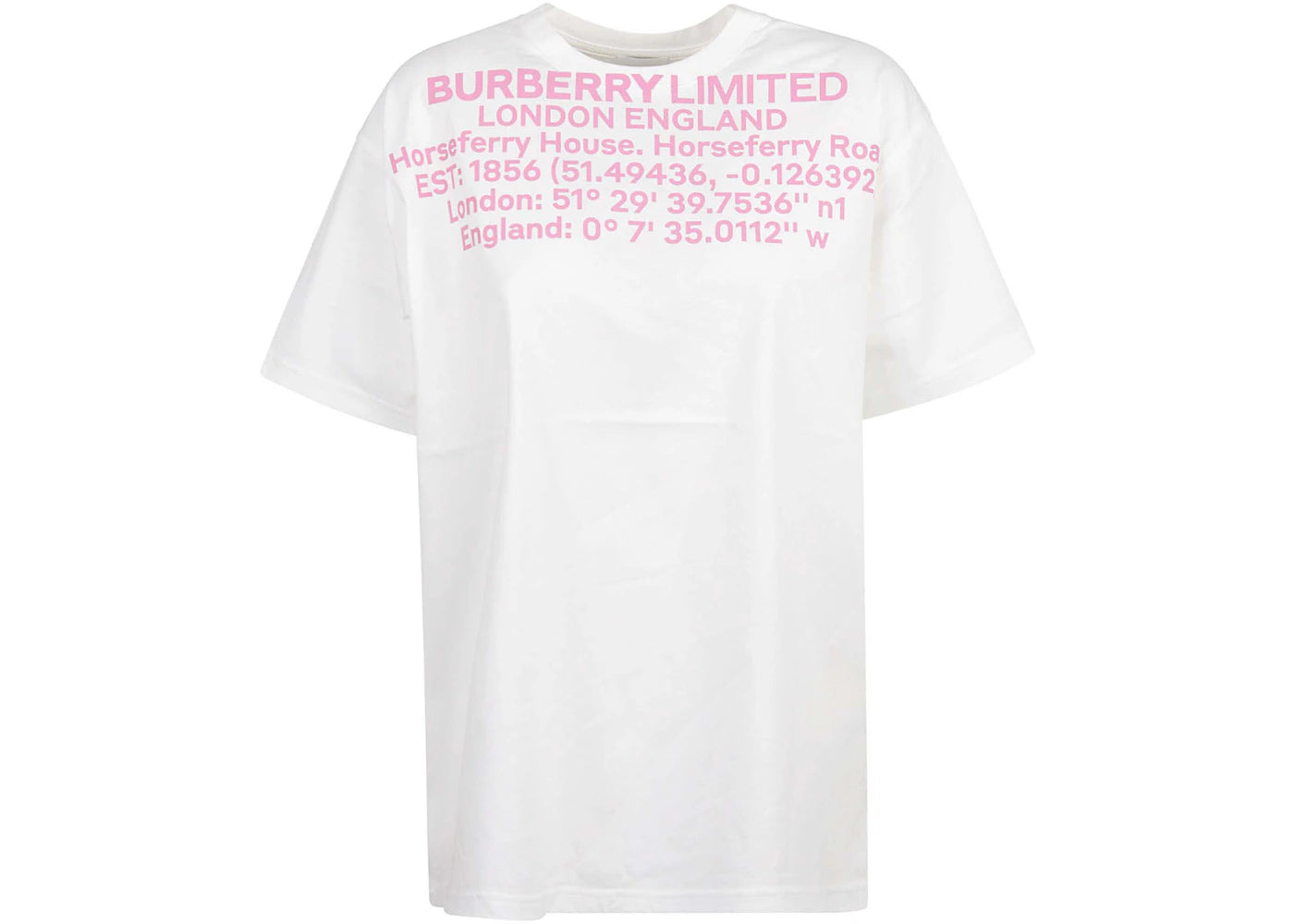 Burberry Location-Print T-Shirt White/Pink