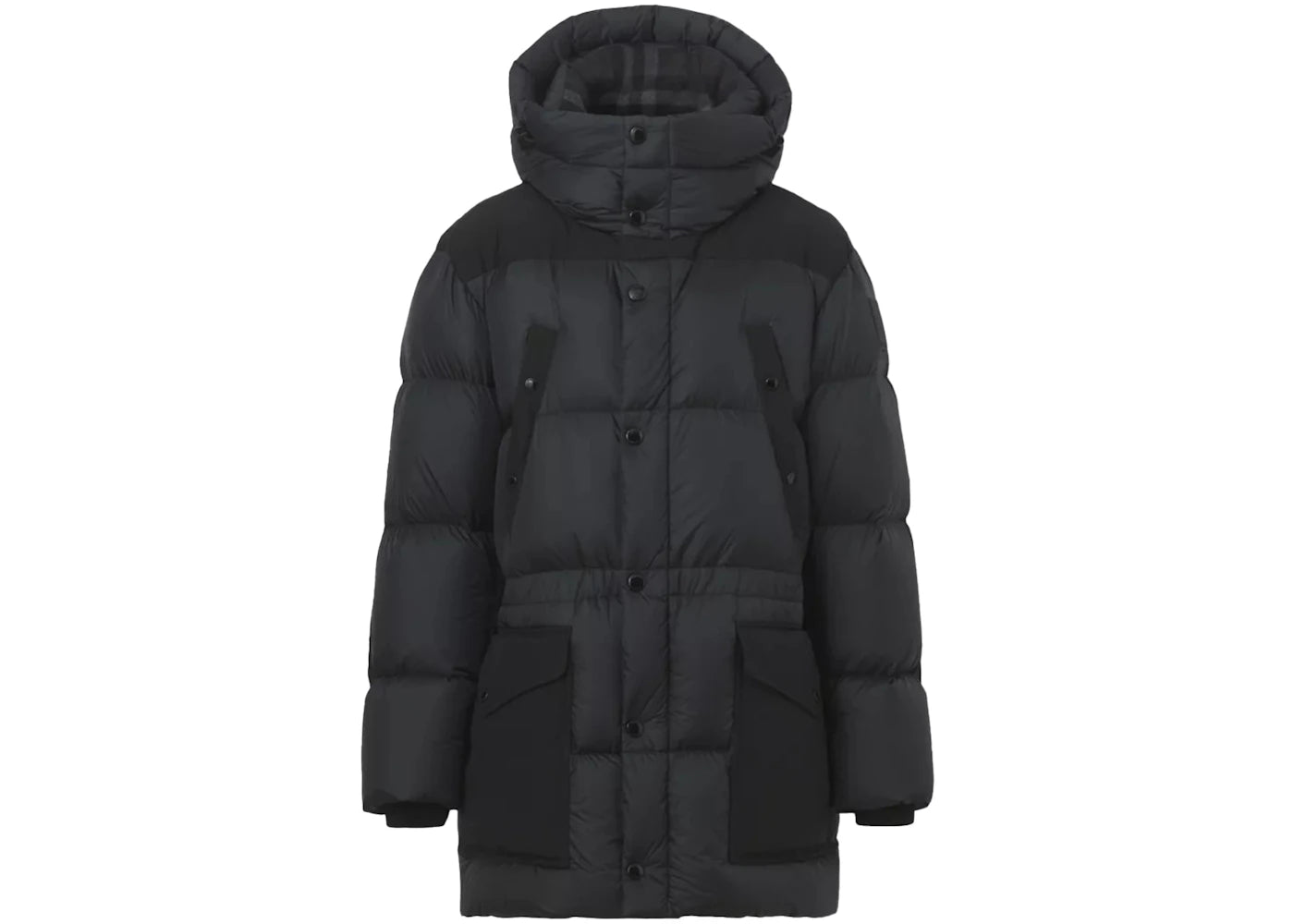 Burberry Logo Applique Nylon Puffer Coat Charcoal Grey