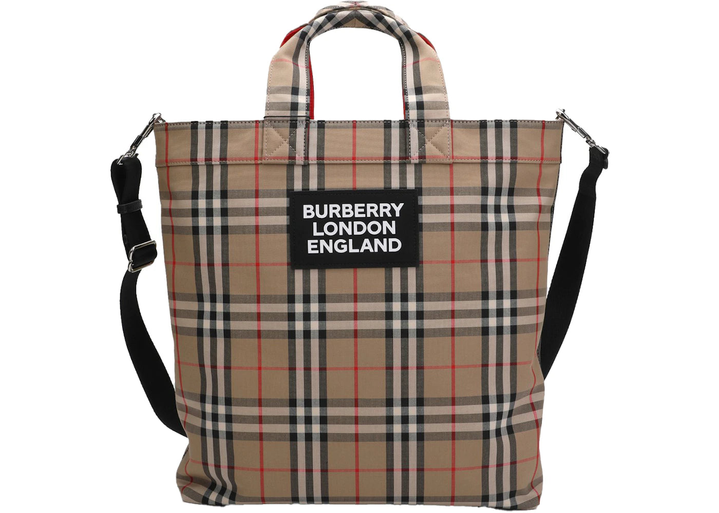 Burberry Logo Applique Vintage Check Cotton Blend Tote Brown