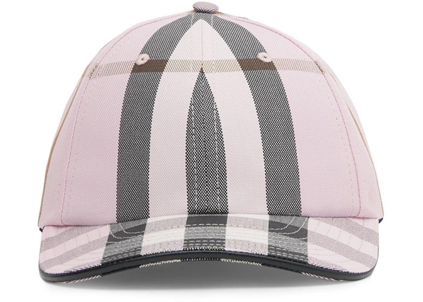 Burberry Logo Detail Check Cotton Baseball Cap Pink/Black