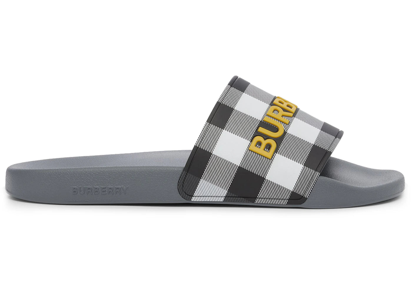 Burberry Logo Detail Check Slides Storm Grey