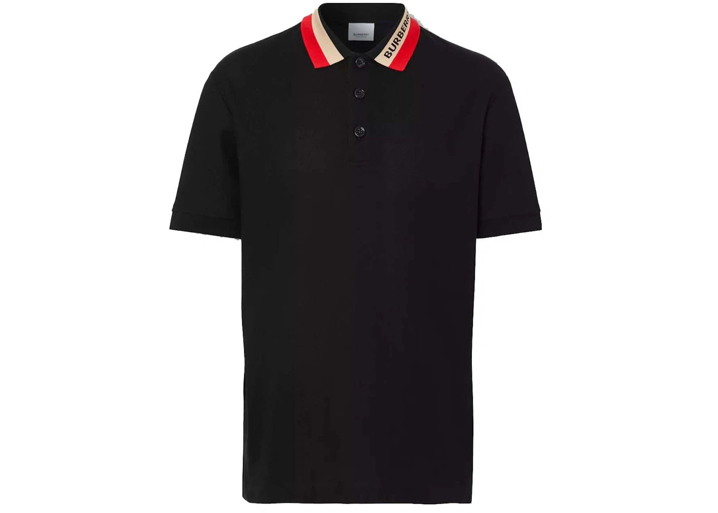 Burberry Logo Detail Cotton Piqué Polo Shirt Black