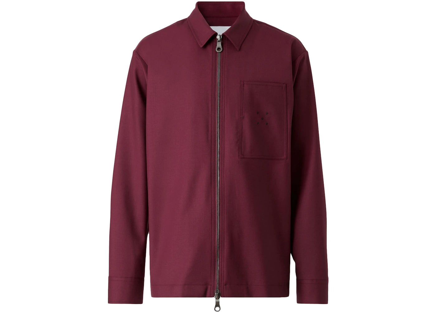 Burberry Logo Detail Wool Zip-front Shirt Garnet