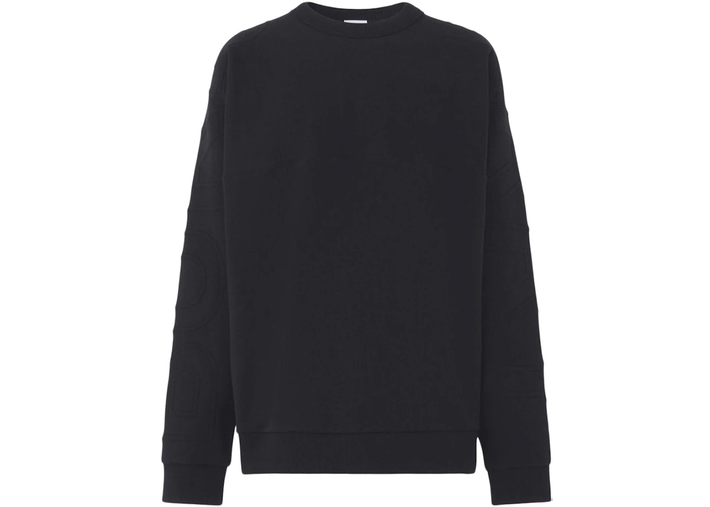 Burberry Logo Embossed Cotton Crewneck Sweatshirt Black