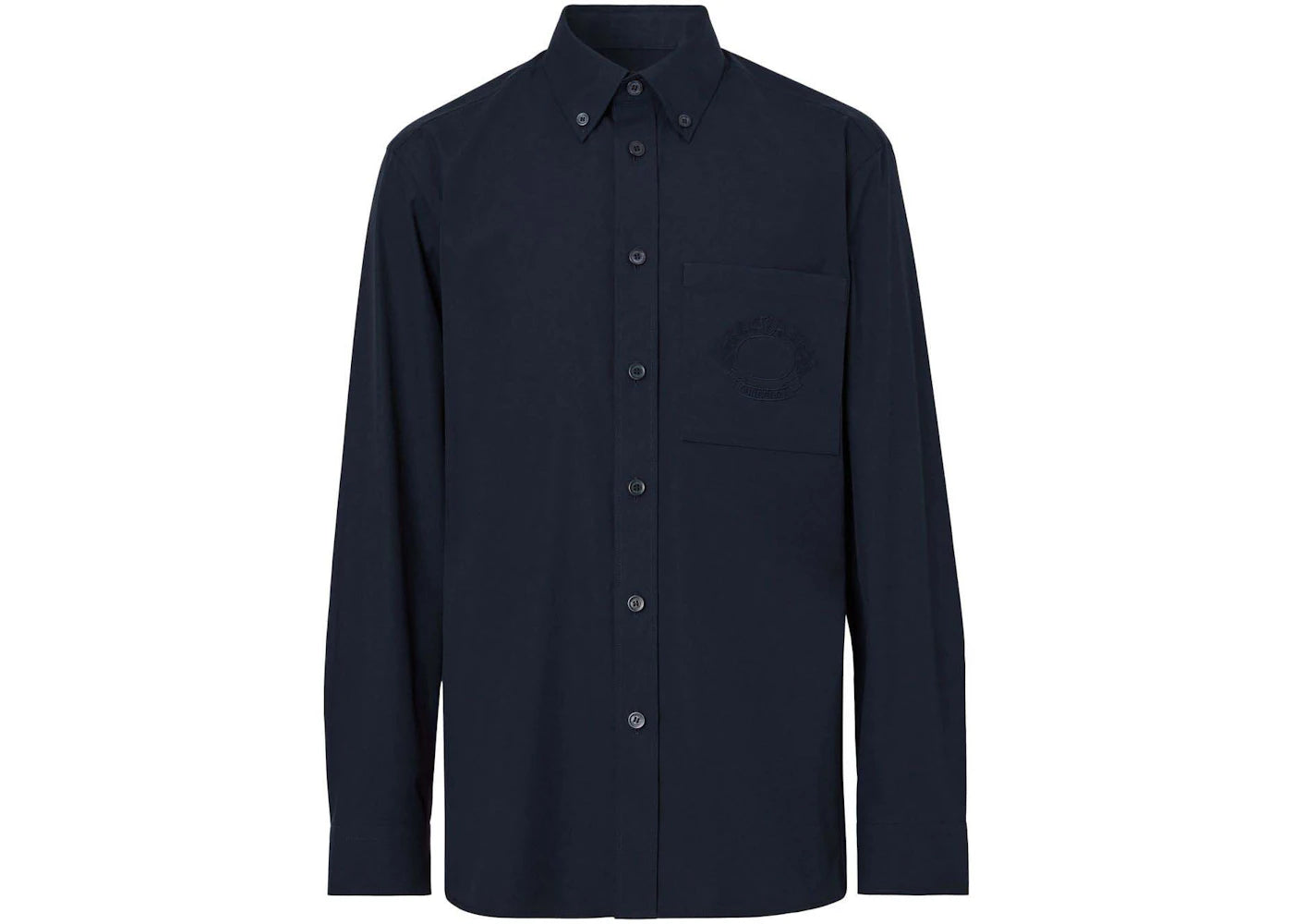 Burberry Logo-Embroidered Long-Sleeved Shirt Midnight Blue