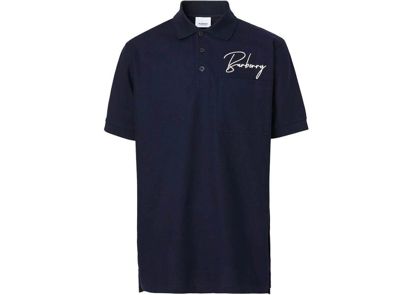 Burberry Logo-Embroidered Oversized Polo Shirt Navy