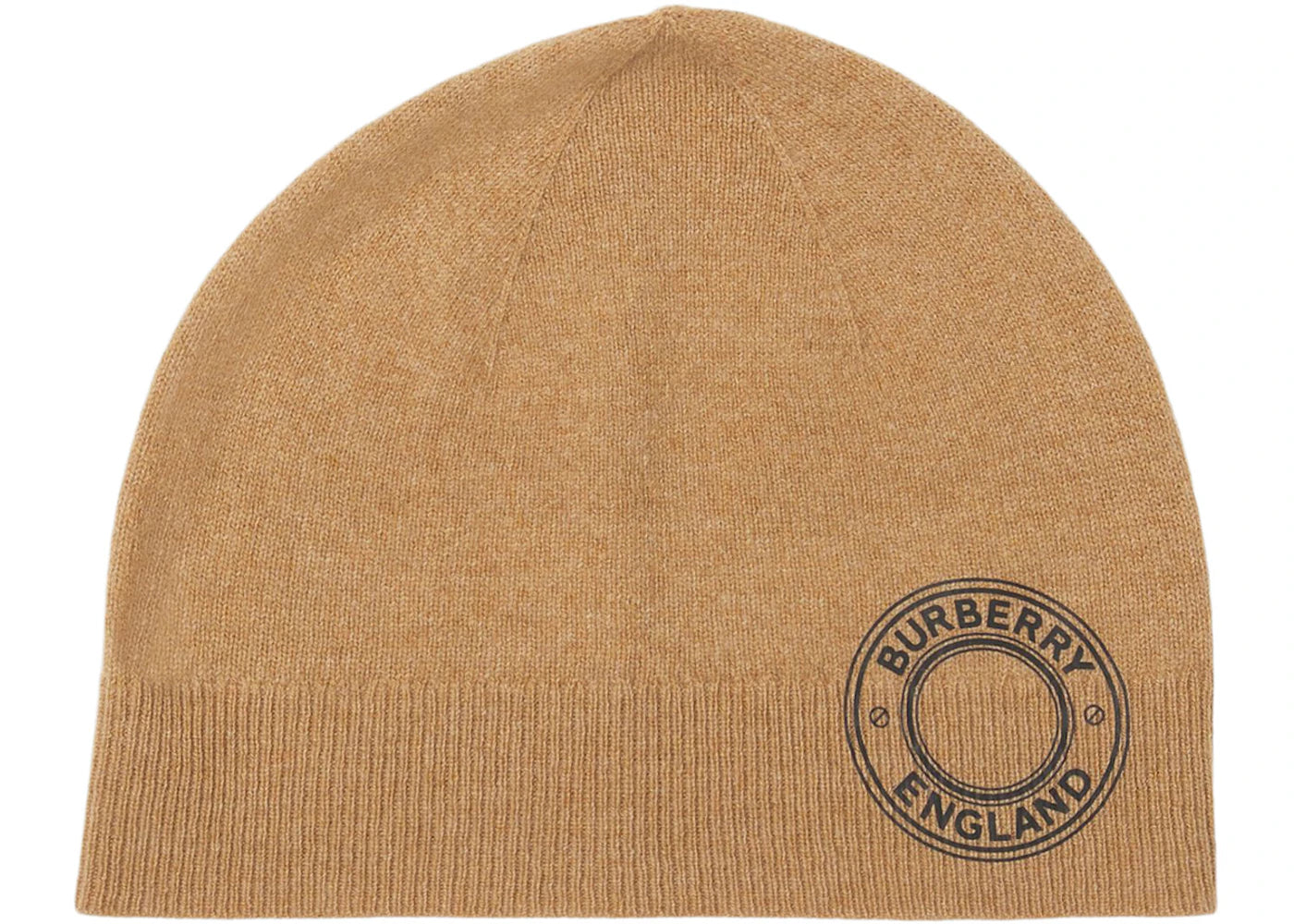 Burberry Logo Graphic Cashmere Blend Beanie Camel