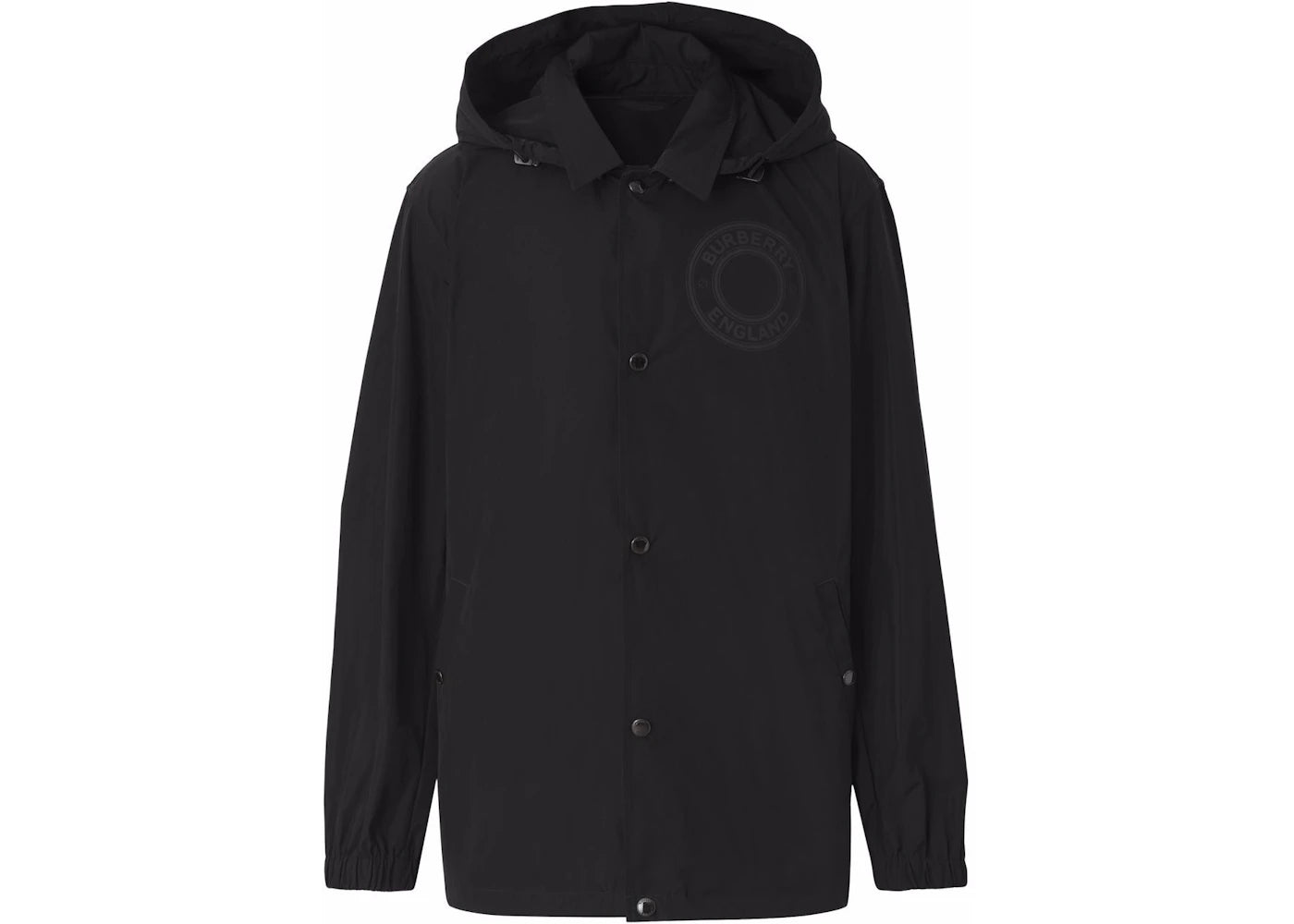Burberry Logo Graphic Detachable Hood Windbreaker Jacket Black