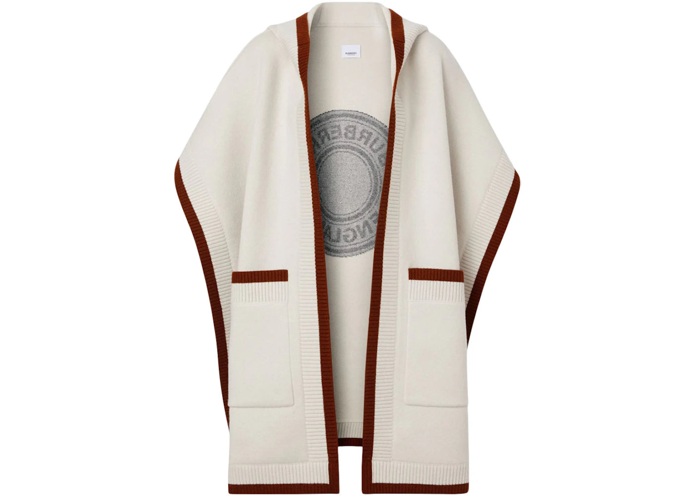 Burberry Logo Graphic Wool Cashmere Jacquard Hooded Cape Beige/Brown/Canvas