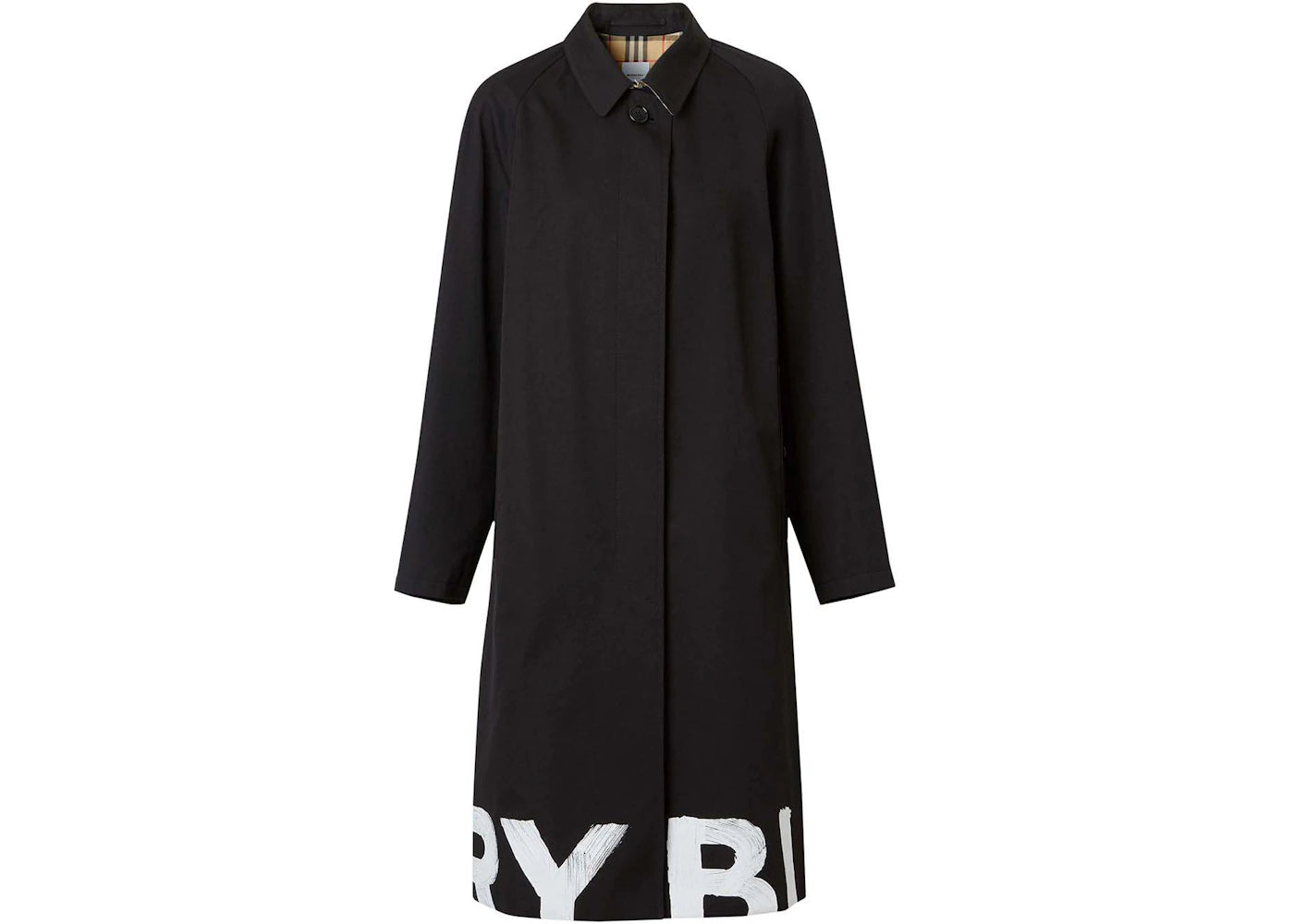 Burberry Logo-Hem Trench Coat Black/White