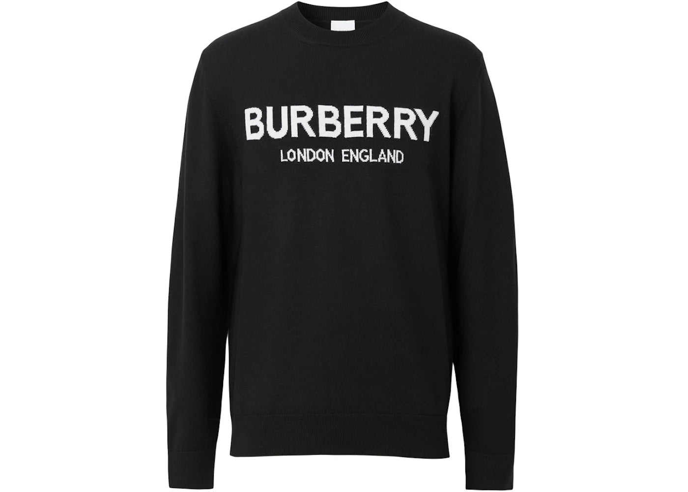 Burberry Logo Intarsia Wool Blend Sweater Black/White