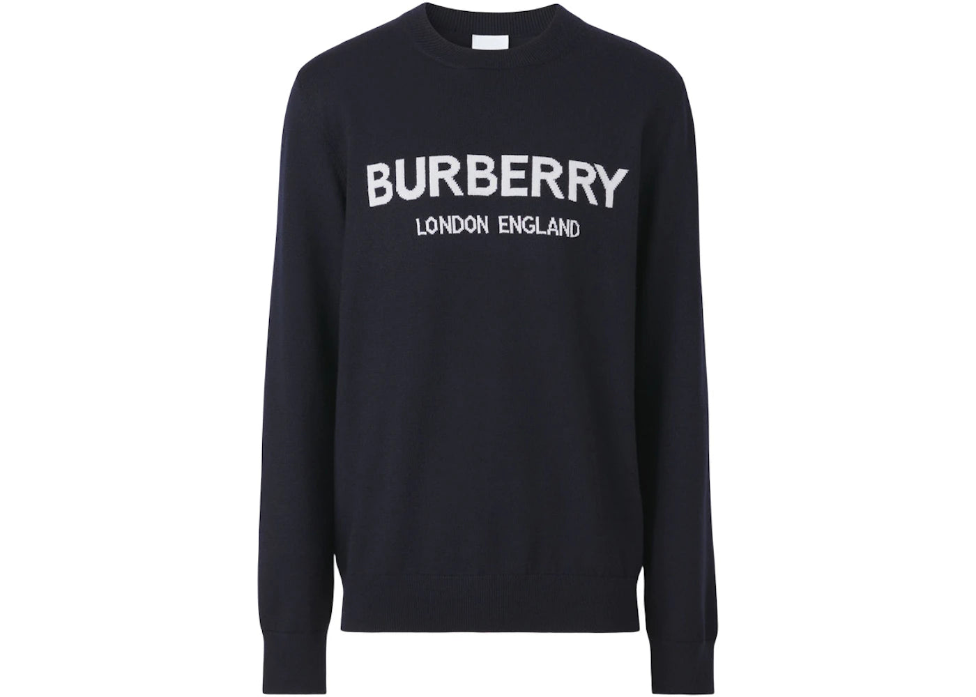 Burberry Logo Intarsia Wool Blend Sweater Caol Blue/White