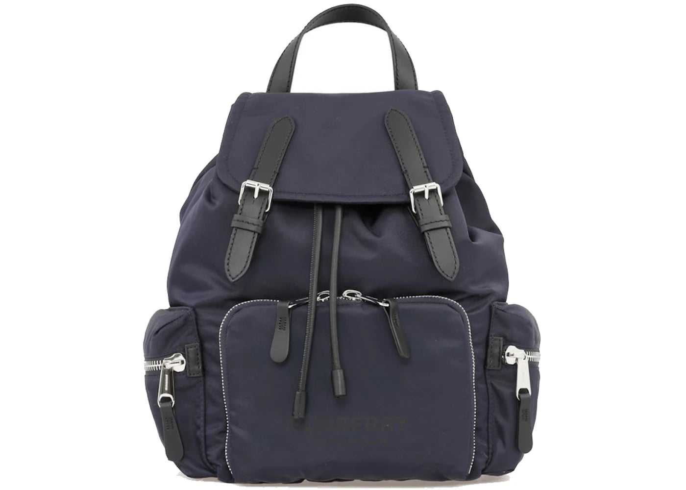 Burberry Logo Print Backpack Medium Navy Blue