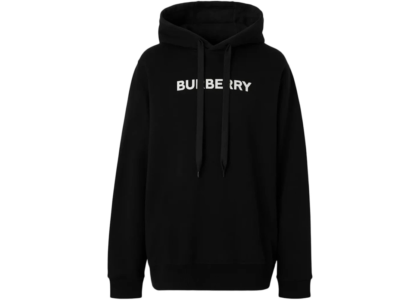 Burberry Logo Print Cotton Hoodie Black/White