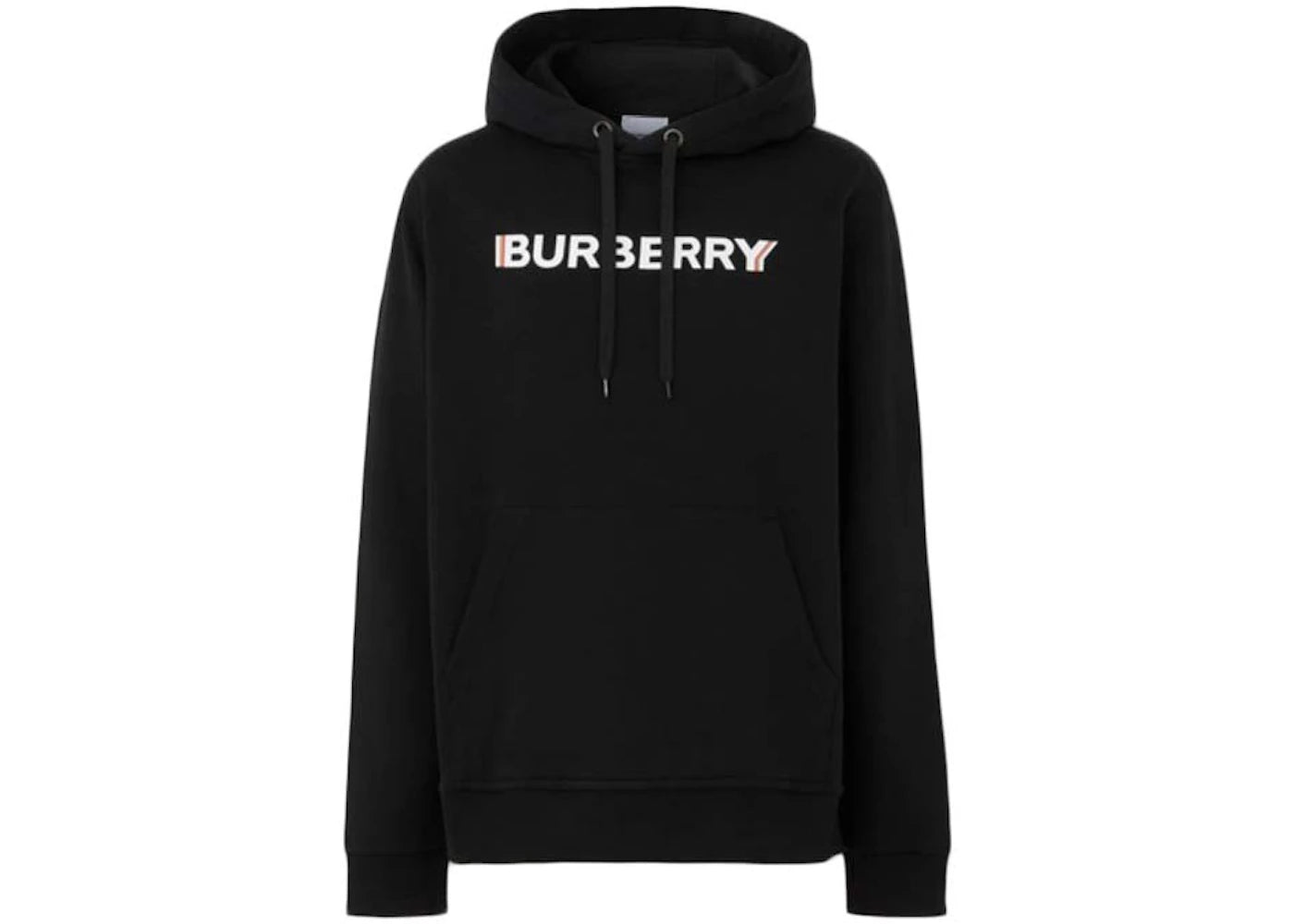 Burberry Logo Print Cotton Hoodie Black
