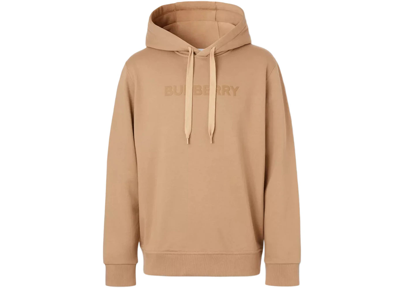 Burberry Logo Print Cotton Hoodie Camel