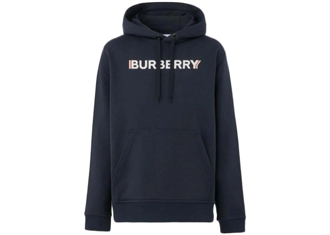 Burberry Logo Print Cotton Hoodie Navy