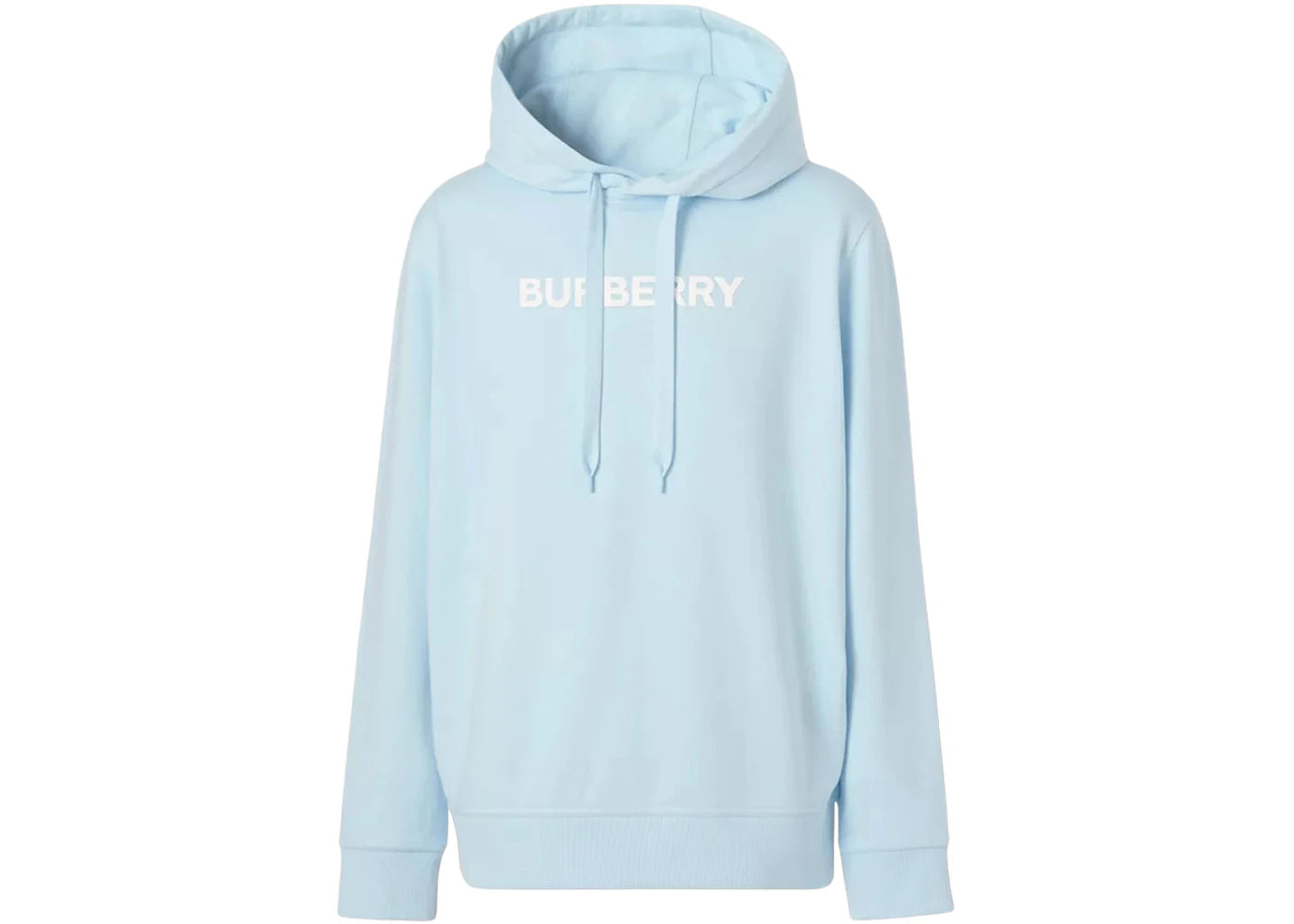 Burberry Logo Print Cotton Hoodie Pale Blue