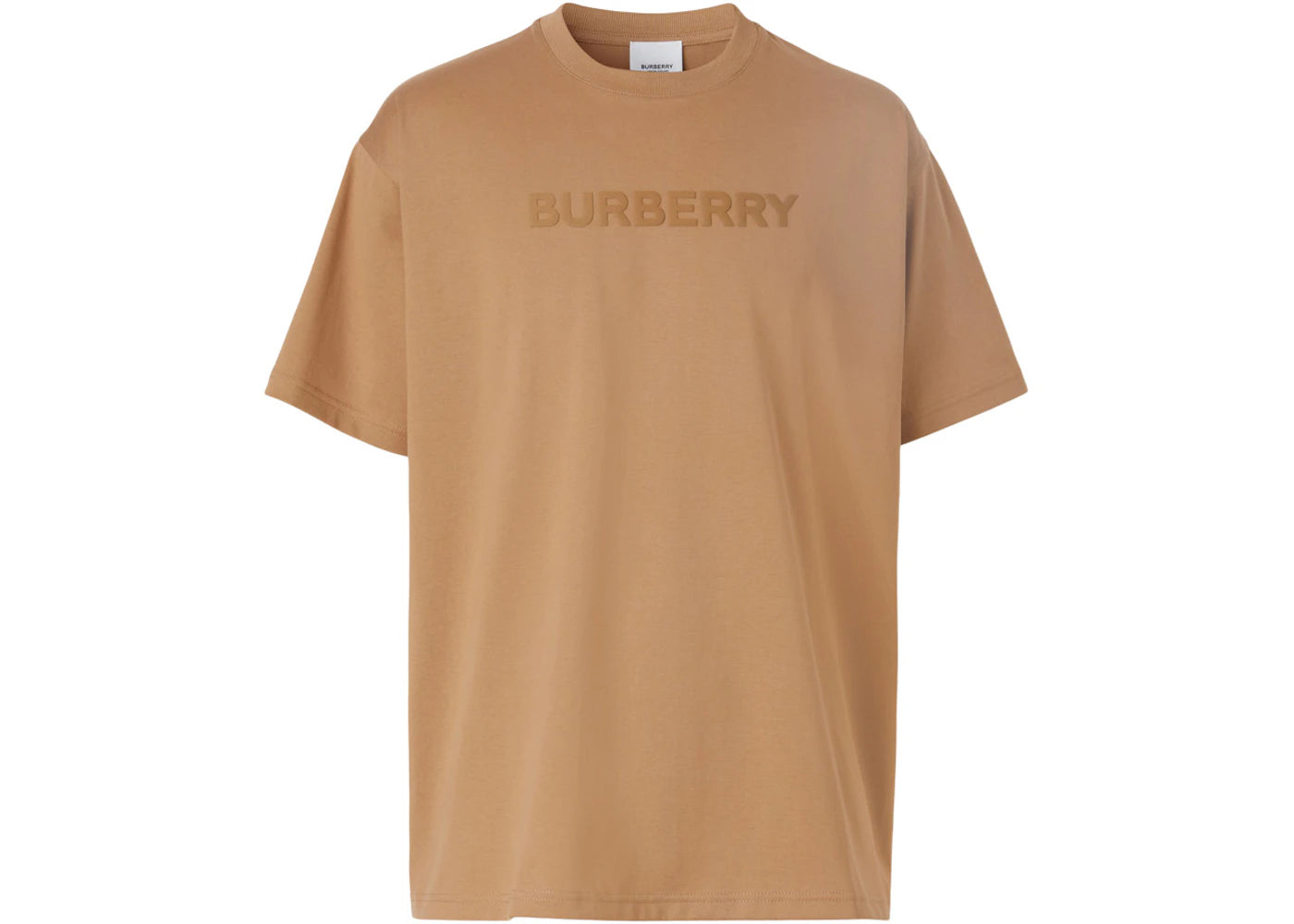 Burberry Logo Print Cotton Oversized T-shirt Camel