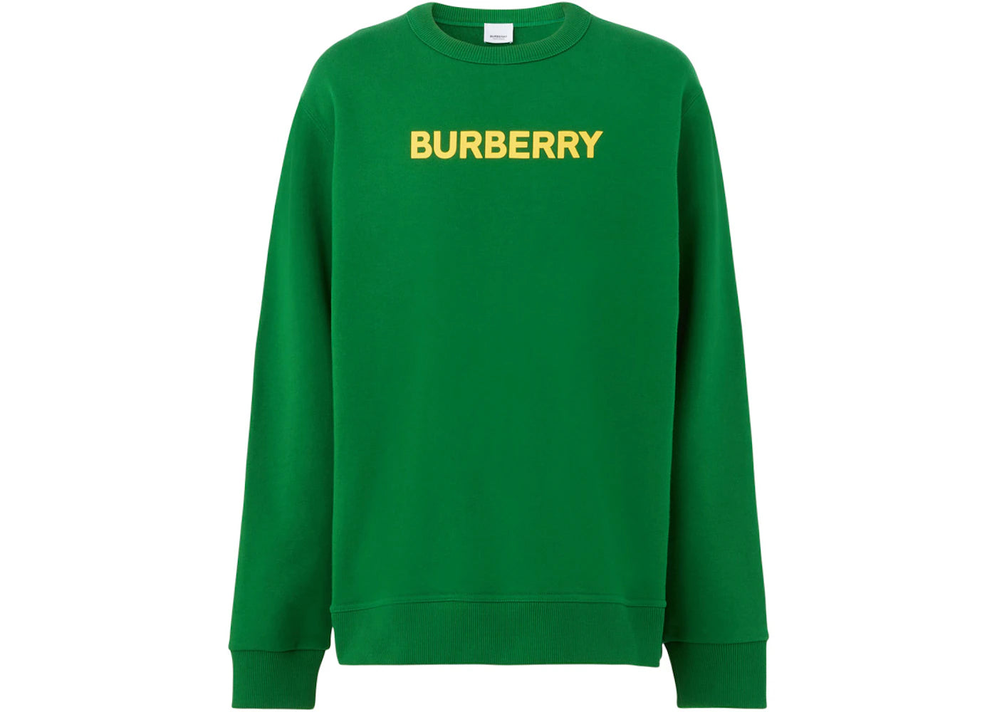 Burberry Logo Print Cotton Sweater Ivy Green/Yellow