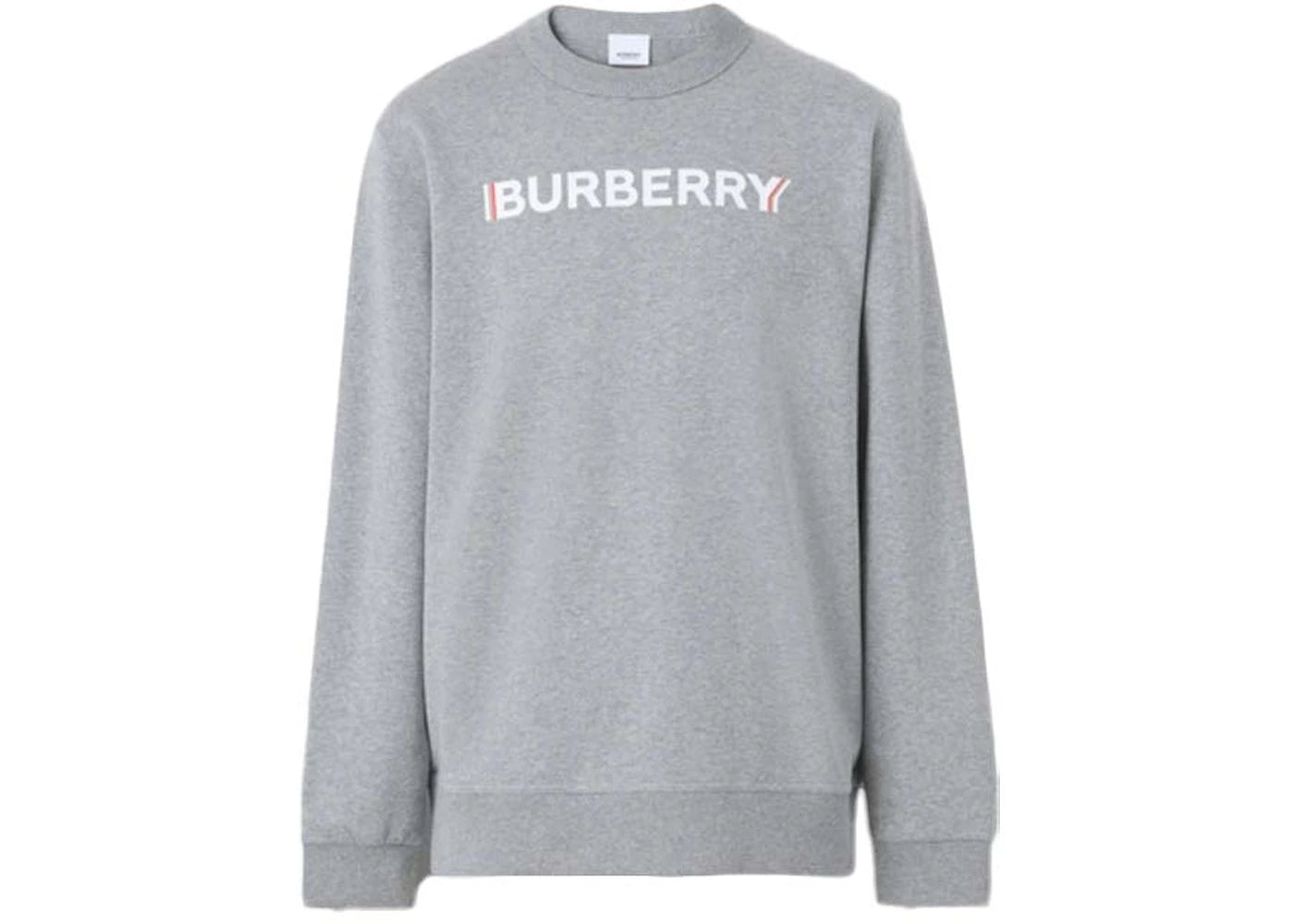 Burberry Logo Print Cotton Sweatshirt Pale Grey Melange