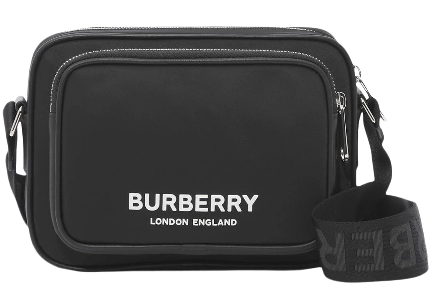 Burberry Logo Print Nylon Crossbody Bag Black