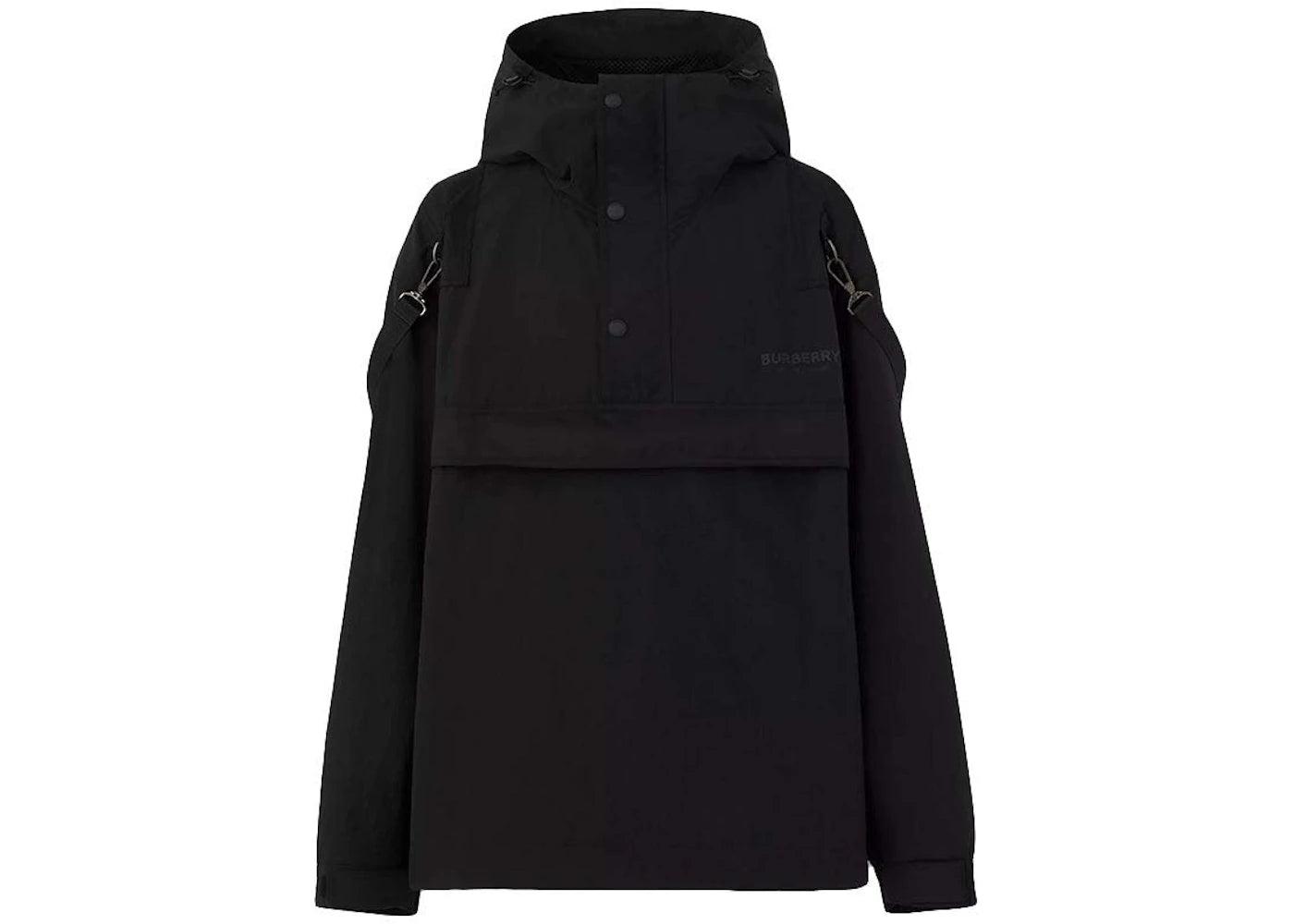 Burberry Logo Print Oversized Windbreaker Jacket Black