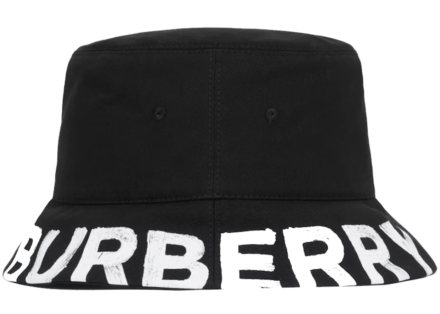 Burberry Reversible Logo Print Cotton Gabardine Bucket Hat Black