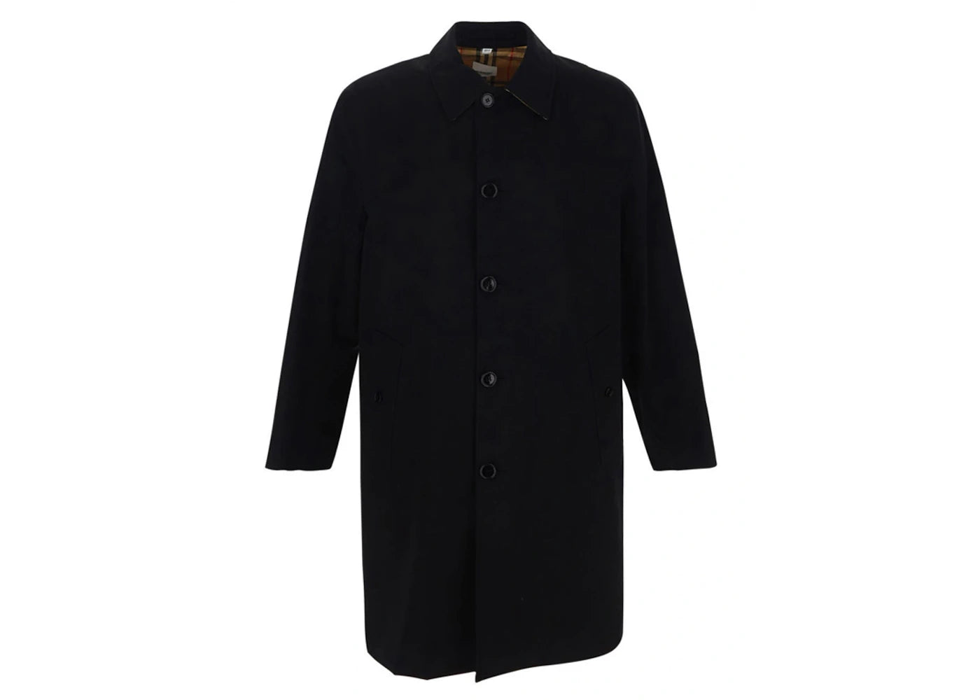 Burberry Logo Print Single Breasted Coat Black