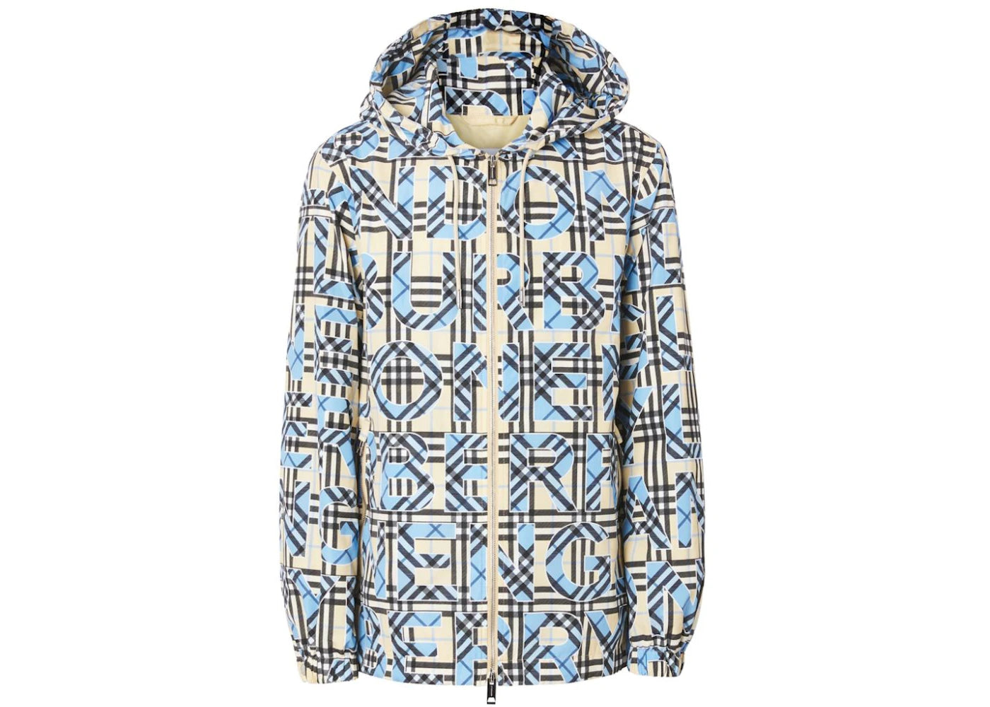 Burberry Logo-Print Vintage Check Hooded Jacket Blue/Black/Beige