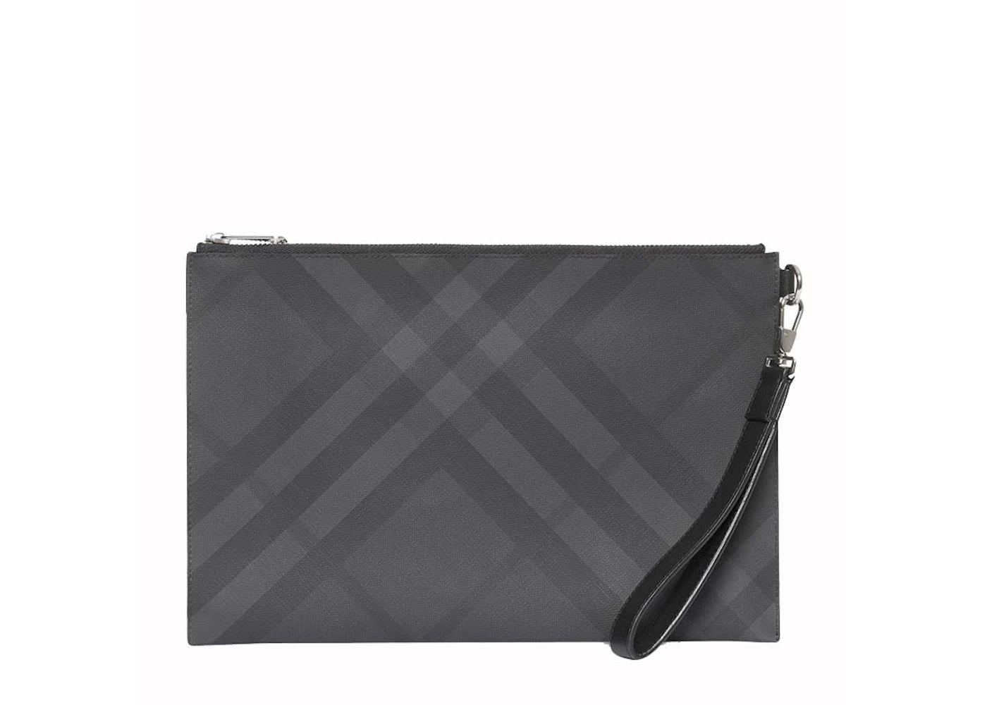 Burberry London Check Zip Handbag Dark Grey